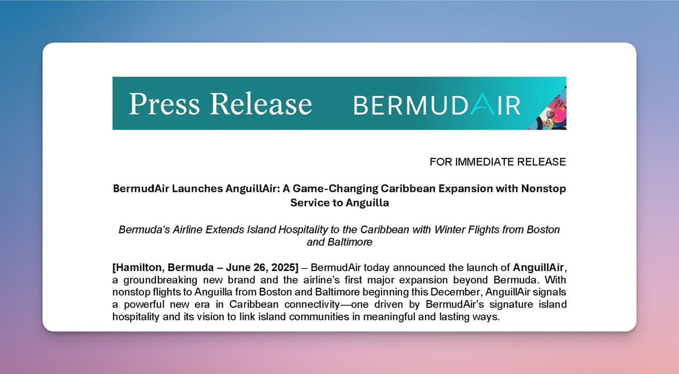BermudAir Launches AnguillAir: Nonstop Flights from Boston and Baltimore to Anguilla